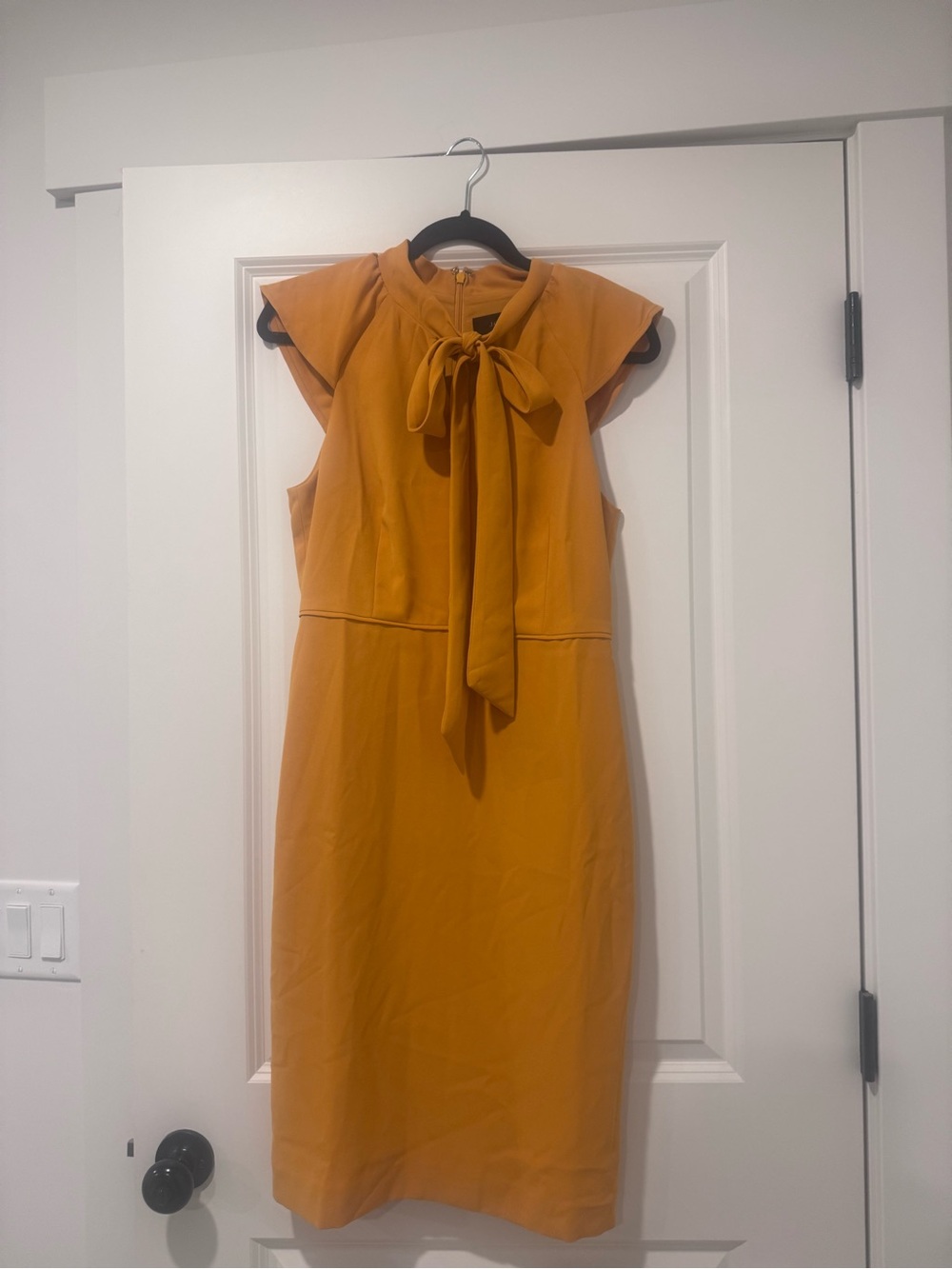 J. Crew Sleeveless Tie-Neck Midi Dress in Mustard Yellow